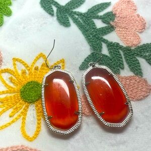 Clear orange and silver earrings